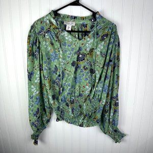 Rachel Zoe Women's‎ Blouse Green Flora Print Size small